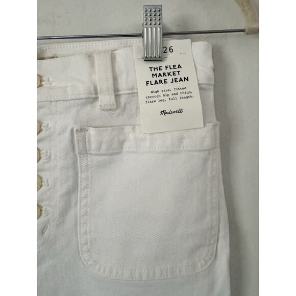 NWD Madewell Flea Market Flare Jeans Pure White Stretch Denim Jeans Size 26 - Picture 8 of 13